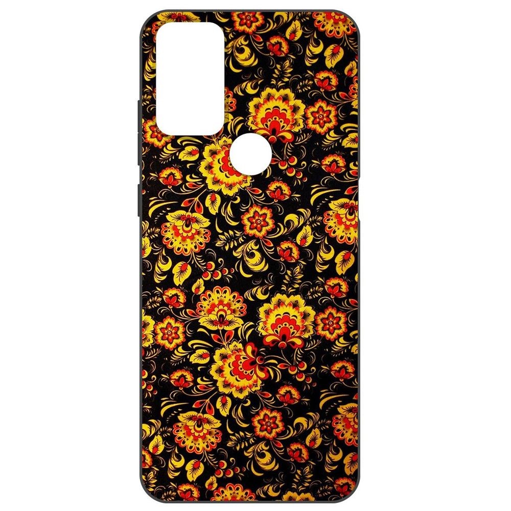 

Чехол-накладка Krutoff Soft Case Хохлома для TCL 20B, Черный