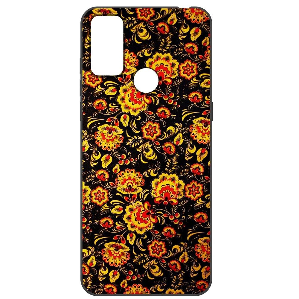 

Чехол-накладка Krutoff Soft Case Хохлома для TCL 20E, Черный