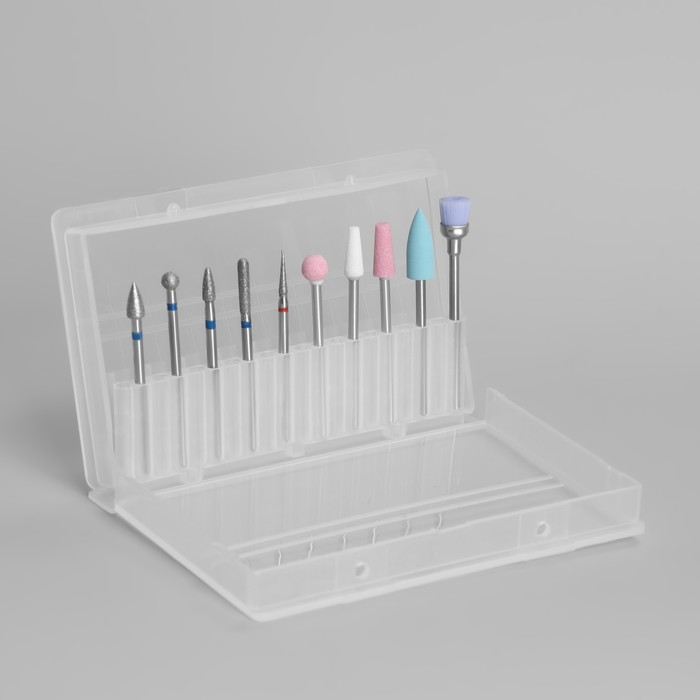 

Фрезы для маникюра в органайзере, 10 шт