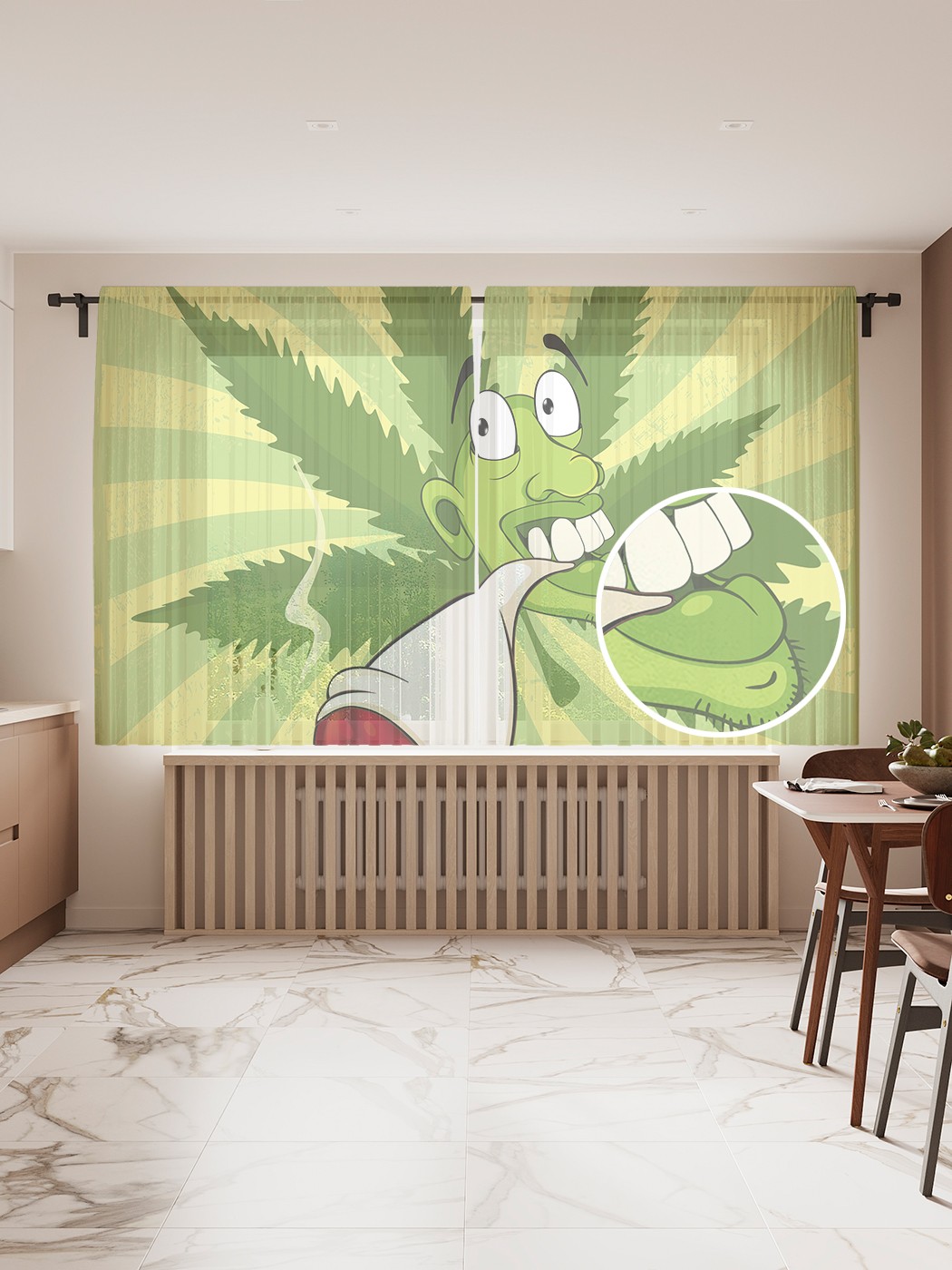 

Фототюль JoyArty "Растаман кайфует", 145x180 см (2 полотна со шторной лентой + 50 крючков), Растаман кайфует