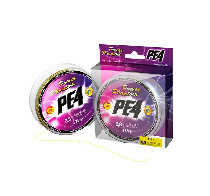

Шнур Power Phantom PE4, 135м, флуоресцентный желтый #4, 0,3мм, 20,4кг, PPPE4Y13540