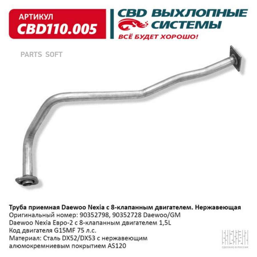 

CBD CBD110005 Труба приемная Daewoo Nexia 1,5 SOHC нерж.сталь CBD