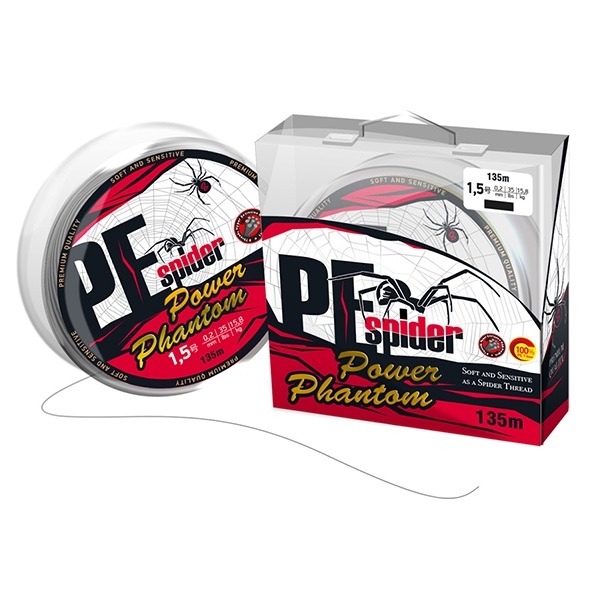 

Шнур Power Phantom 8x, PE Spider, 135м, темно-серый #1, 0,17мм, 13,6кг, PE Spider