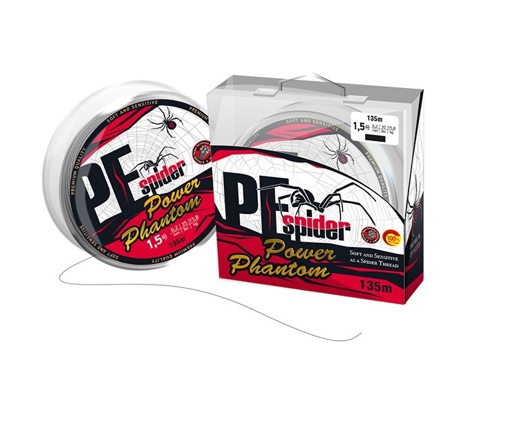 

Шнур Power Phantom 8x, PE Spider, 135м, темно-серый #0,8, 0,15мм, 11,8кг, PPPESD13508