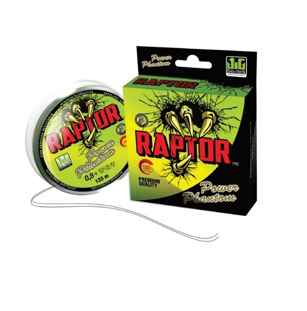 Шнур Power Phantom Raptor PE, 135м, флуоресцентный зеленый #2,5, 0,25мм, 20,4кг
