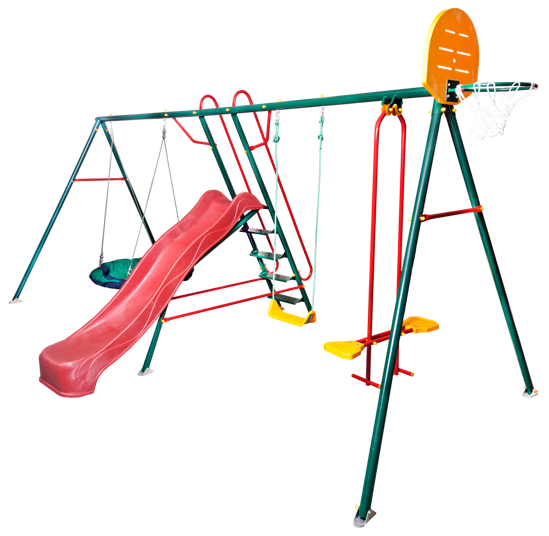 Игровой комплекс Мебельторг качели детские Солнышко-6 + горка Разноцветный