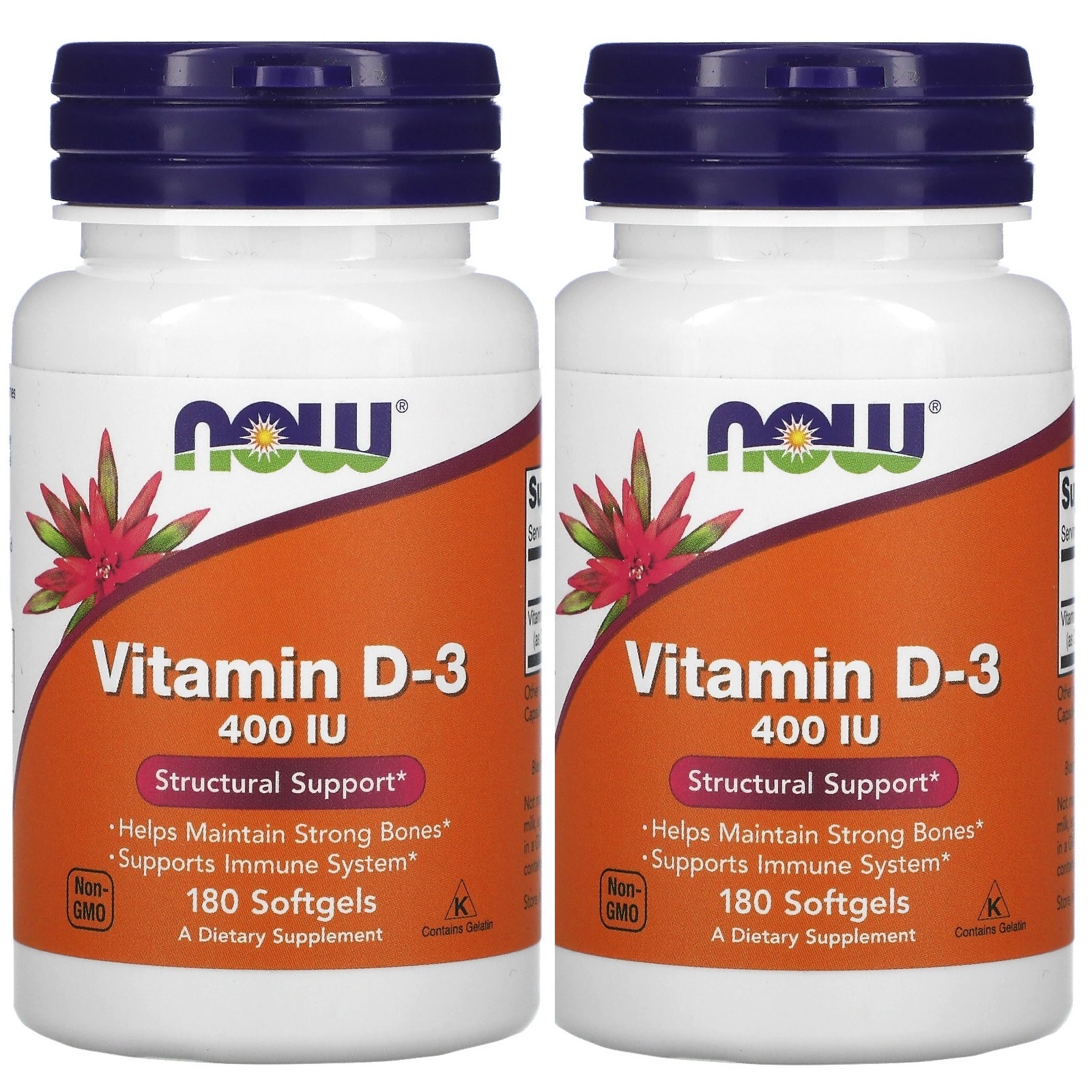 

Витамин D Now Vitamin D-3 400 Me 180 гелевых капсул 2 уп