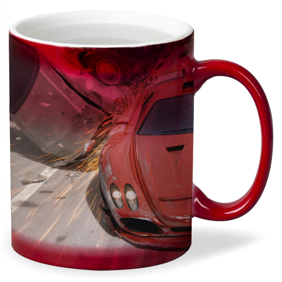 

Кружка CoolPodarok burnout revenge Красная машина и Фургон Искры