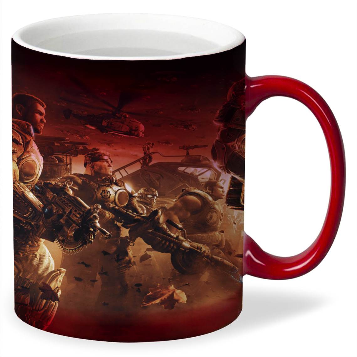 

Кружка CoolPodarok gears of war 2 Солдаты Туча вертолётов в небе