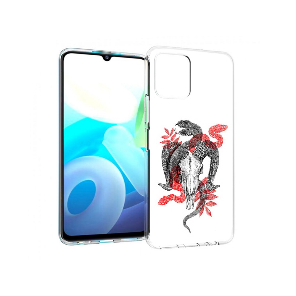

Чехол MyPads Tocco для Vivo Y15s змея в черепе рисунок (PT224456.390.365), Прозрачный, Tocco
