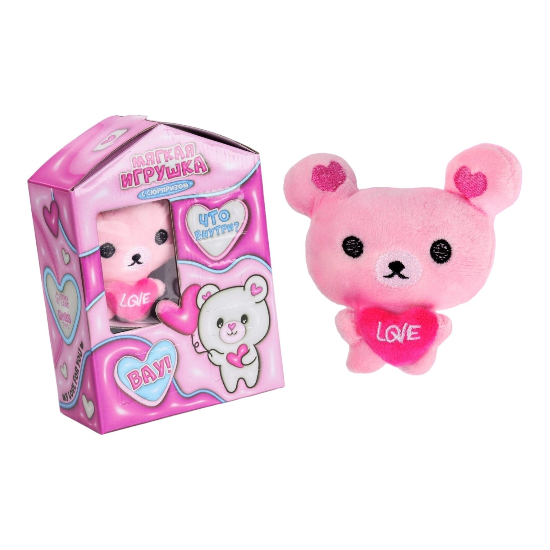 

Мягкая игрушка-сюрприз Мишка Milo toys, Розовый