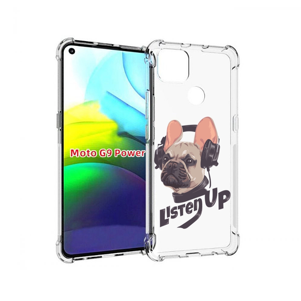 

Чехол MyPads бульдог-слушает-музыку для Motorola Moto G9 Power, Прозрачный, Tocco