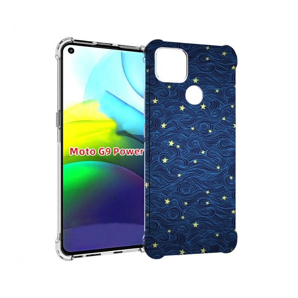 Чехол MyPads волны с звездами акварель для Motorola Moto G9 Power