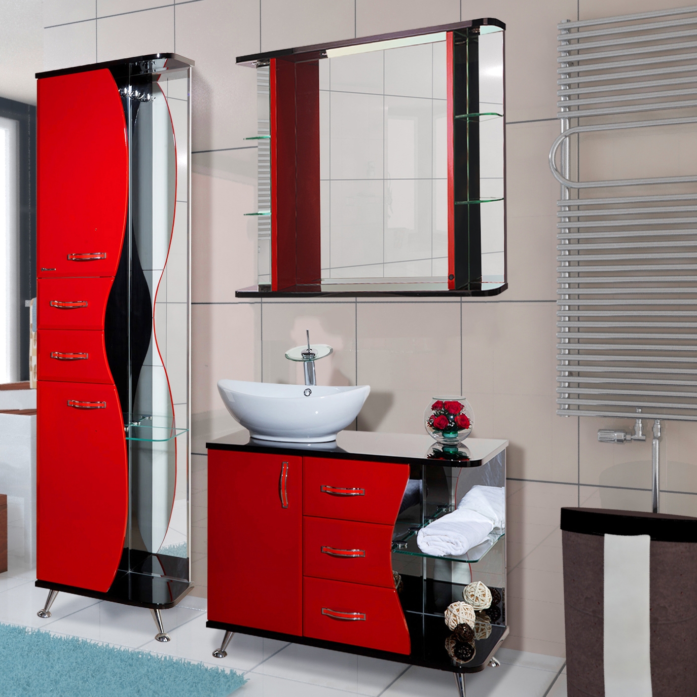 

Bellezza Мебель для ванной Bellezza Рио 90 L красная с черным