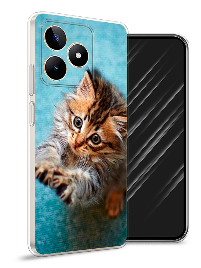 

Чехол Awog на Realme C53/C51/Note 50 "Котенок просит есть", Бирюзовый;коричневый;белый, 2515250-1