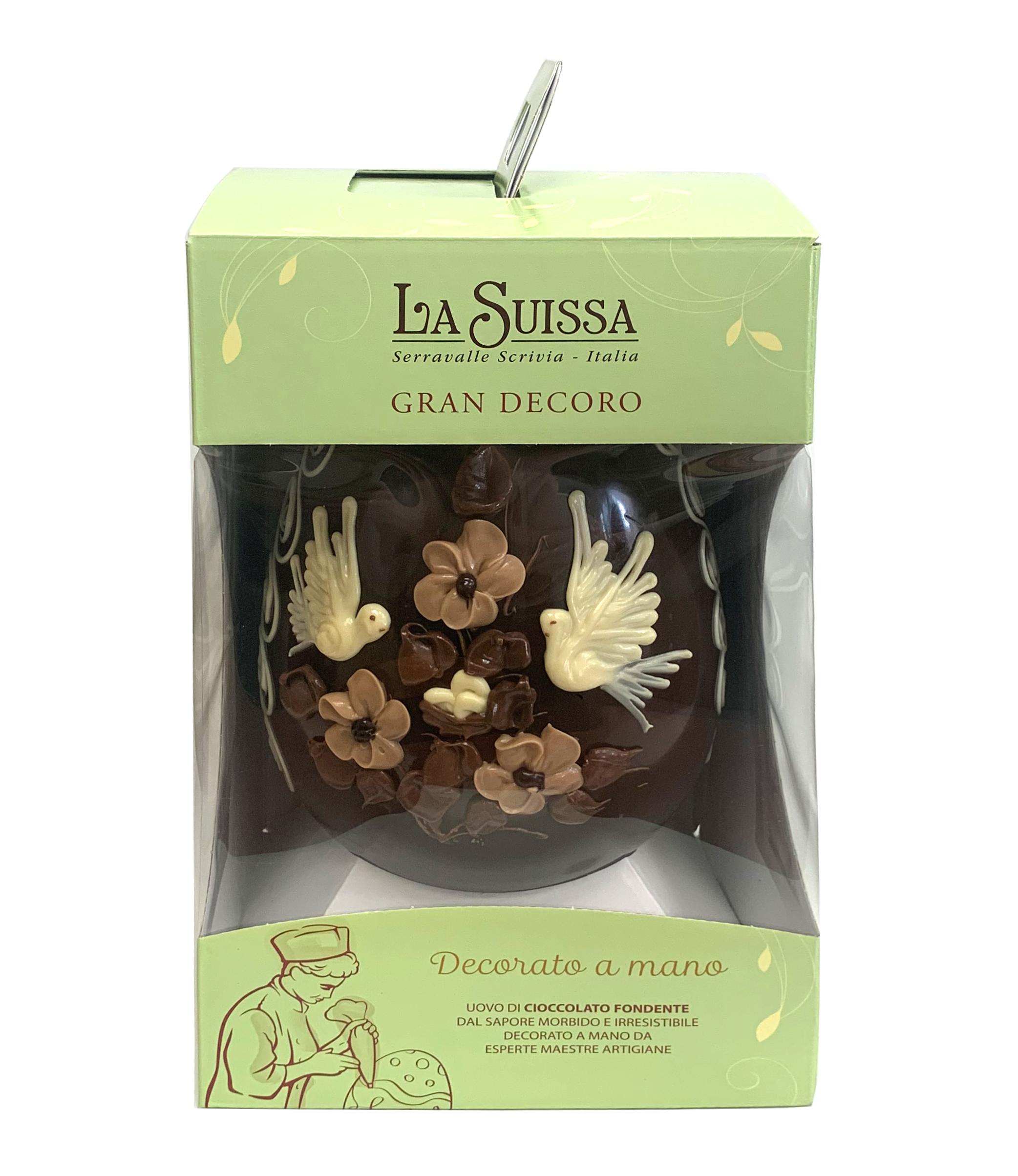 

Большое яйцо из темного шоколада, расписанное вручную, La Suissa Италия, 670 г