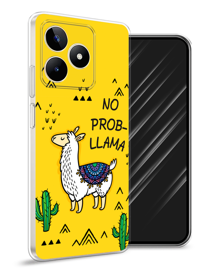 

Чехол Awog на Realme C53/C51/Note 50 "No probLLama", Желтый;черный;синий, 2515250-1