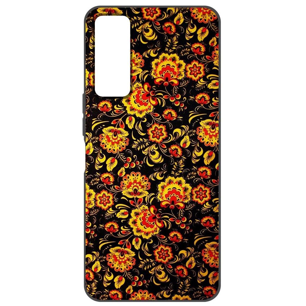 

Чехол-накладка Krutoff Soft Case Хохлома для TCL 30, Черный