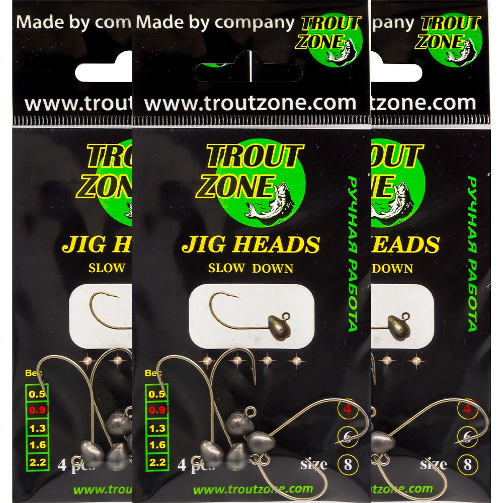 

Джиг-головка Trout Zone Slow Down 2.0 гр, крючок номер 8 12 шт, Slow Down