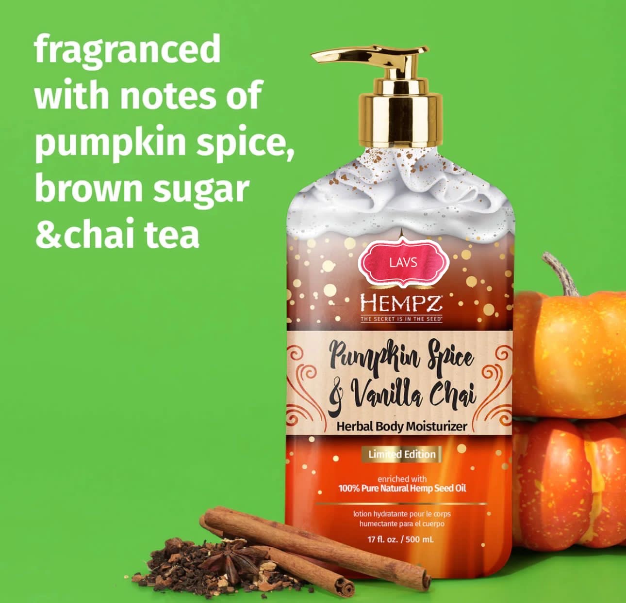 

Молочко Hempz Pumpkin spice and Vanilla Chai для тела увлажняющее Тыква и Ваниль 500мл