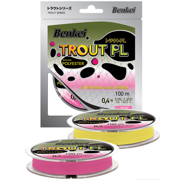 

Полиэстер Benkei Trout PL 100m желтый fluo #05 (0,117mm), 1,22kg, Trout PL