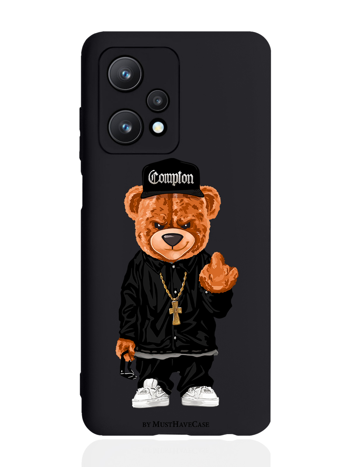 

Чехол MustHaveCase для realme 9 Pro 5G Мишка Compton черный, Коричневый;черный;белый