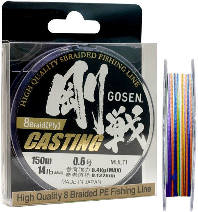 

Шнур Gosen W8 Casting 150м Multi Color #3 (0,296мм) 20,9кг., Разноцветный, C150530