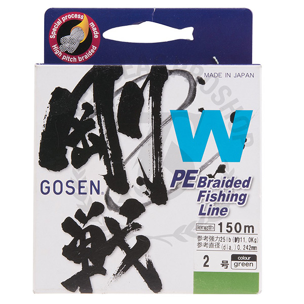 

Шнур Gosen W4 braid 150м Moss Green #3 (0,296мм) 15,5кг., Зеленый, W4 braid