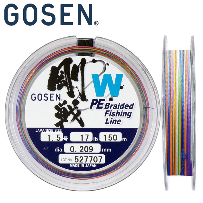 

Шнур Gosen W4 braid 150м Multi Color #2.5 (0,27мм) 13кг., Разноцветный, WN150525