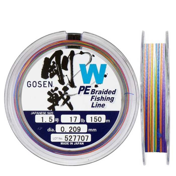 

Шнур Gosen W4 braid 150м Multi Color #4 (0,342мм) 21кг., Разноцветный, W4 braid