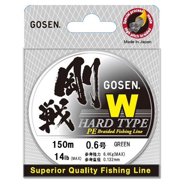 

Шнур Gosen W 4 braid Hard Type 150м Moss Green #0.8 (0,153мм) 7,3кг., WH15008