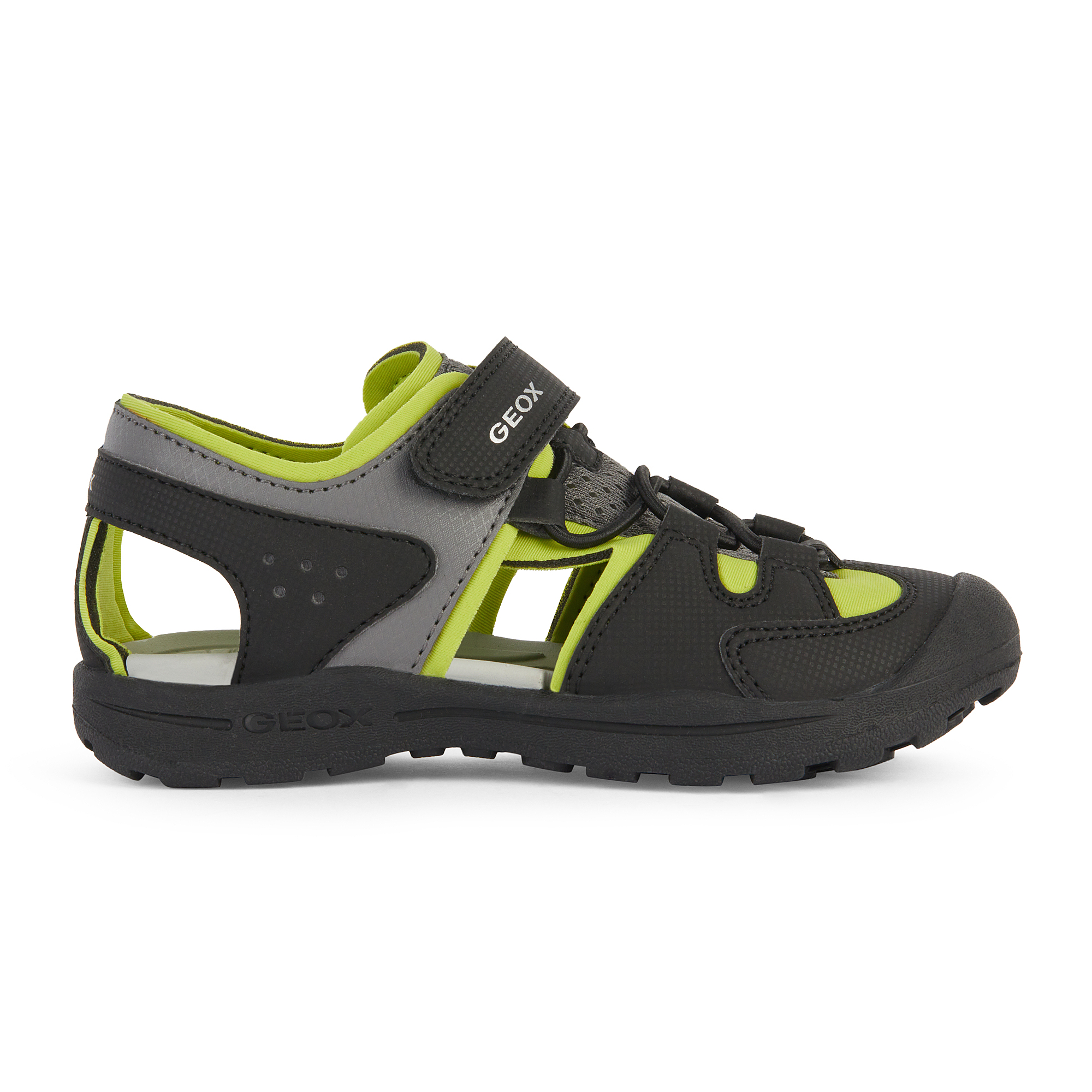 

Сандалии Geox для мальчиков, размер 28, чёрные, лайм, J455XA015CEC0802, Черный;зеленый, J455XA015CEC0802