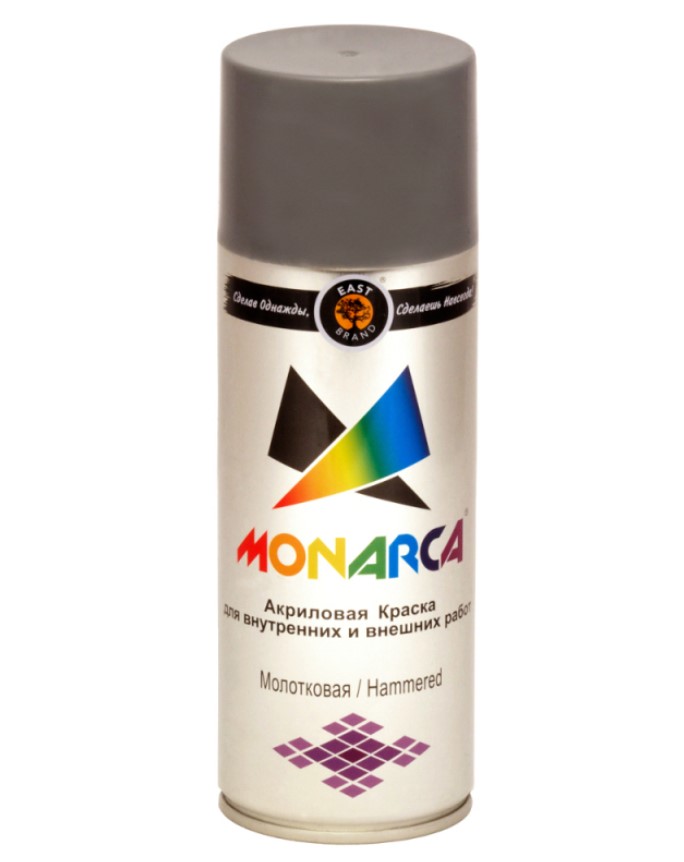Аэрозольная краска MONARCA 60000 520 мл молотковая серебристая аэрозольная термостойкая краска monarca