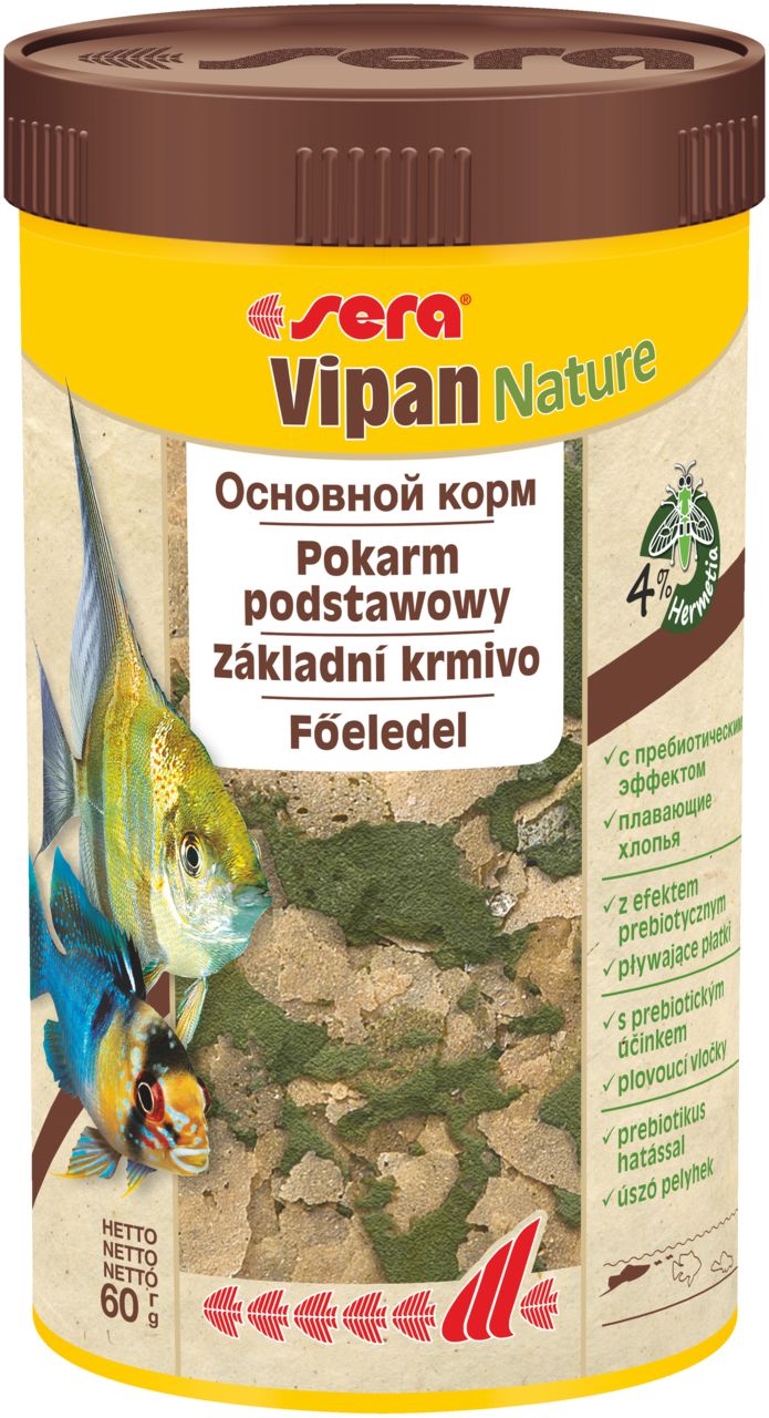 

Корм для рыб Sera VIPAN NATURE, хлопья, 250 мл 60 г.