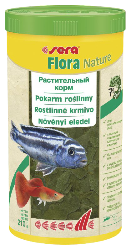 фото Корм для рыб sera flora nature хлопья, 1000 мл 210 г.