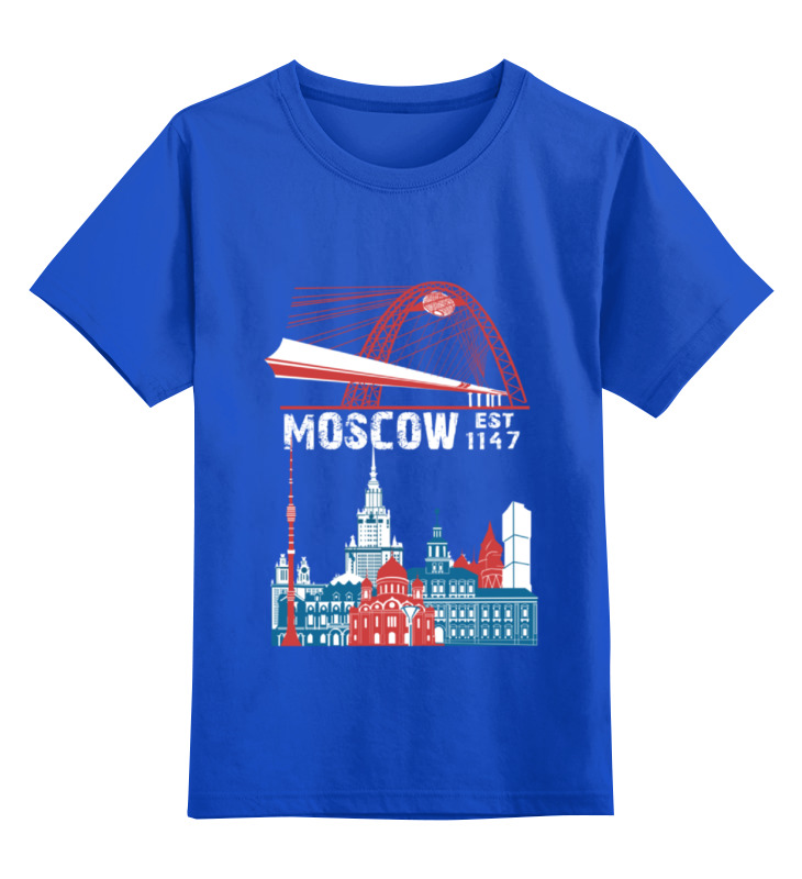 

Детская футболка классическая Printio Moscow. establshed in 1147, р. 128, Синий, 0000000663631