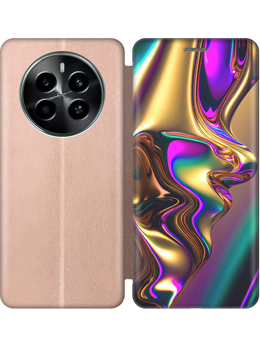 

Чехол-книжка на Realme 12 4g с принтом "Золотистая абстракция" золотой, Золотистый;фиолетовый, 783982031