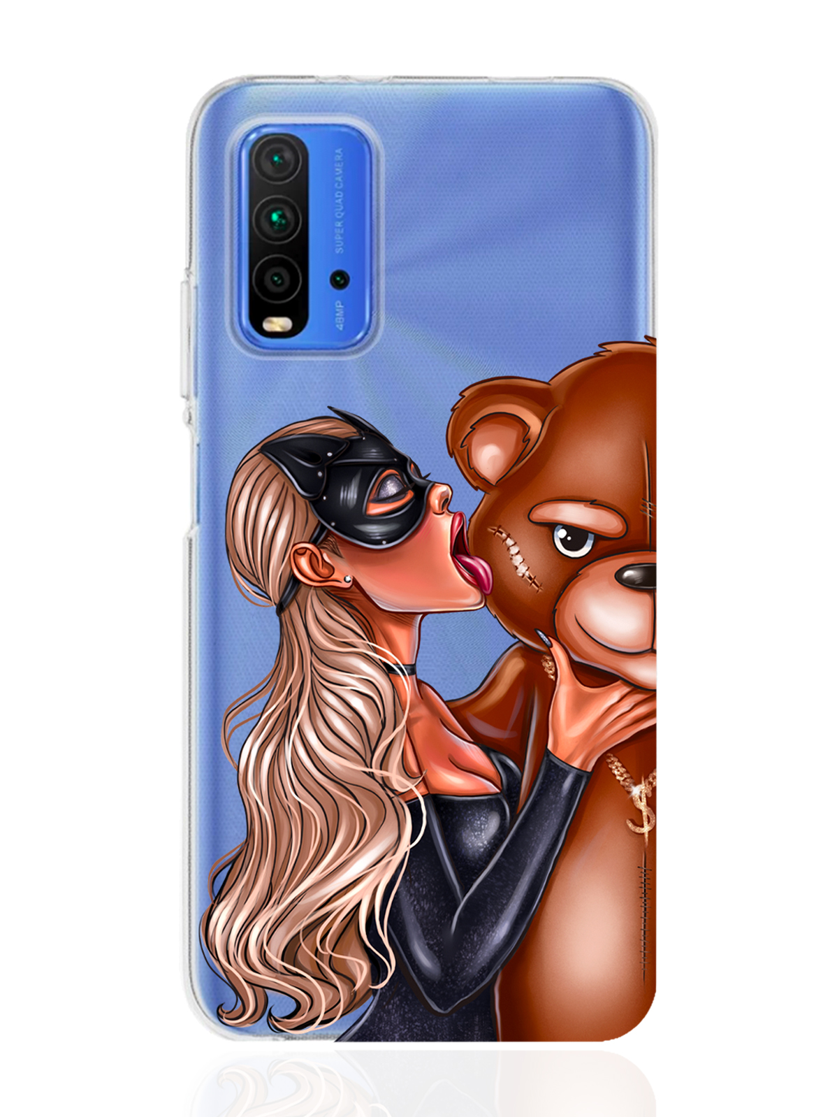 

Чехол MustHaveCase для Xiaomi Redmi 9T Кошечка русая и мишка прозрачный, Прозрачный;черный;коричневый
