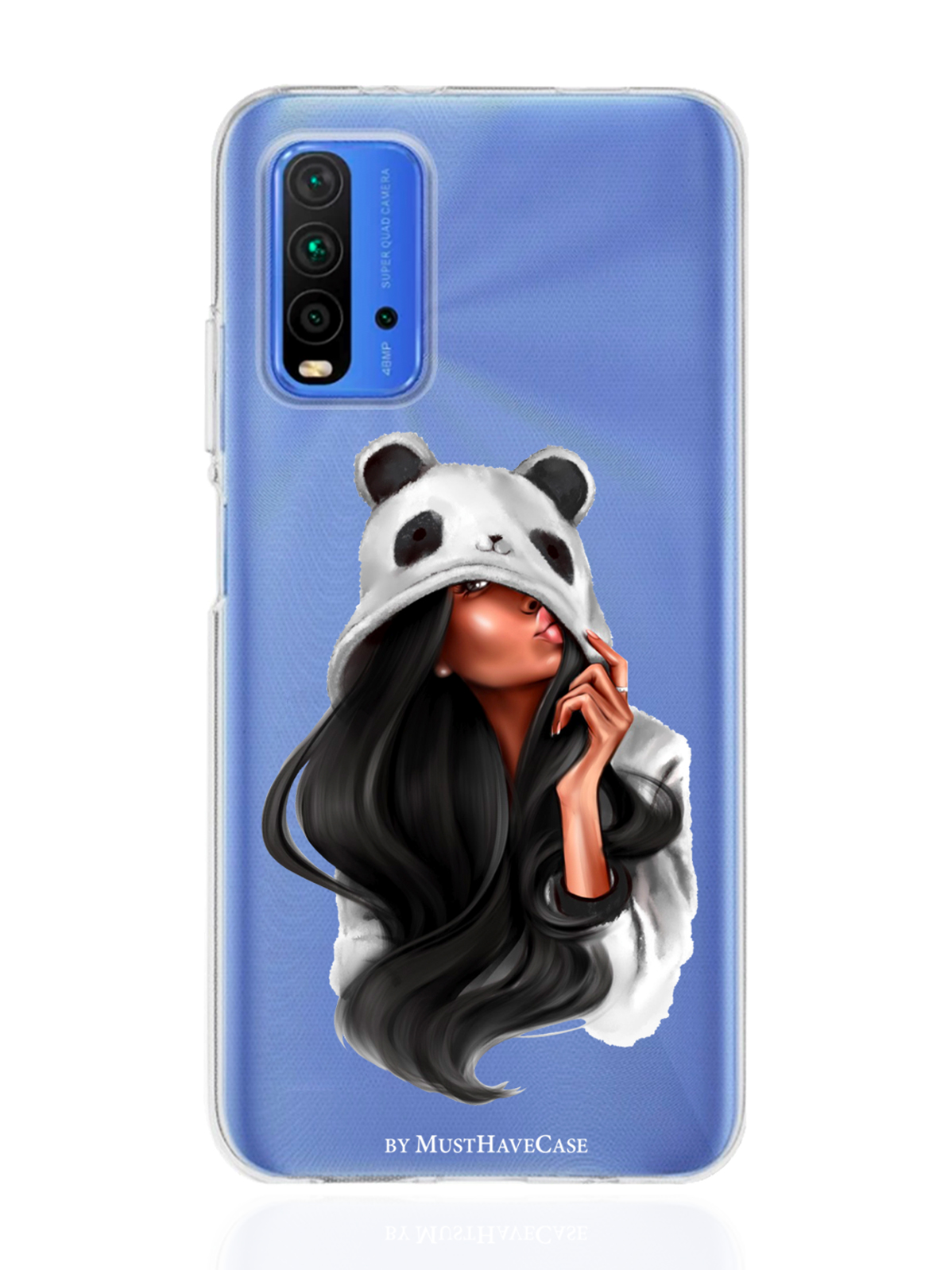 фото Чехол musthavecase для xiaomi redmi 9t panda girl/ панда прозрачный