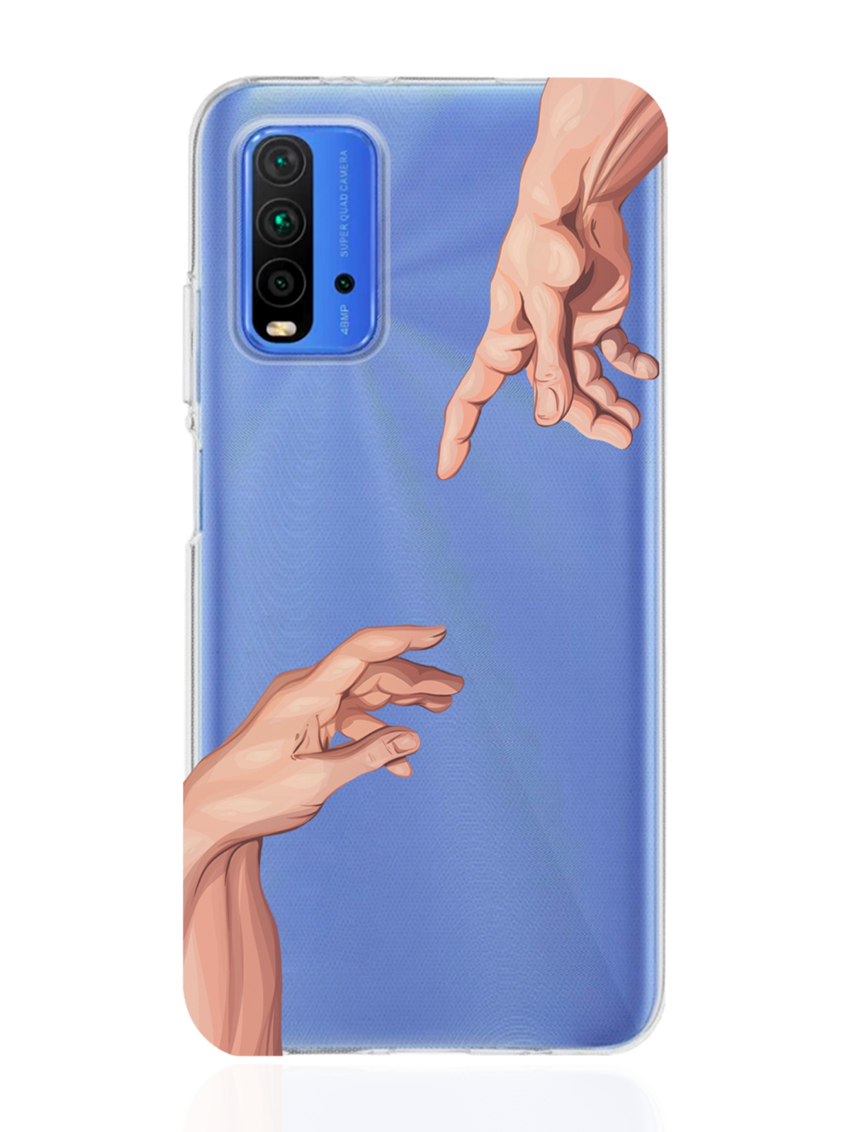 фото Чехол musthavecase для xiaomi redmi 9t сотворение адама прозрачный