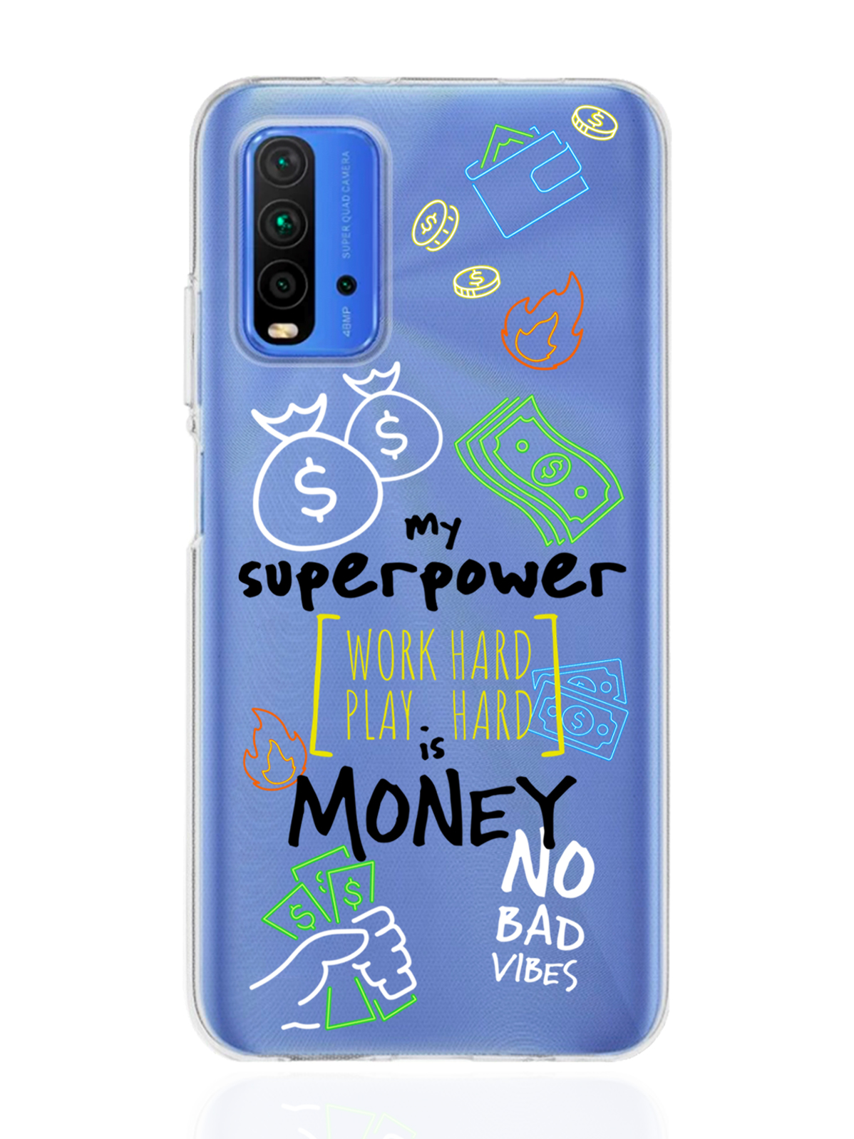 

Чехол MustHaveCase для Xiaomi Redmi 9T My Superpower is Money прозрачный, Разноцветный