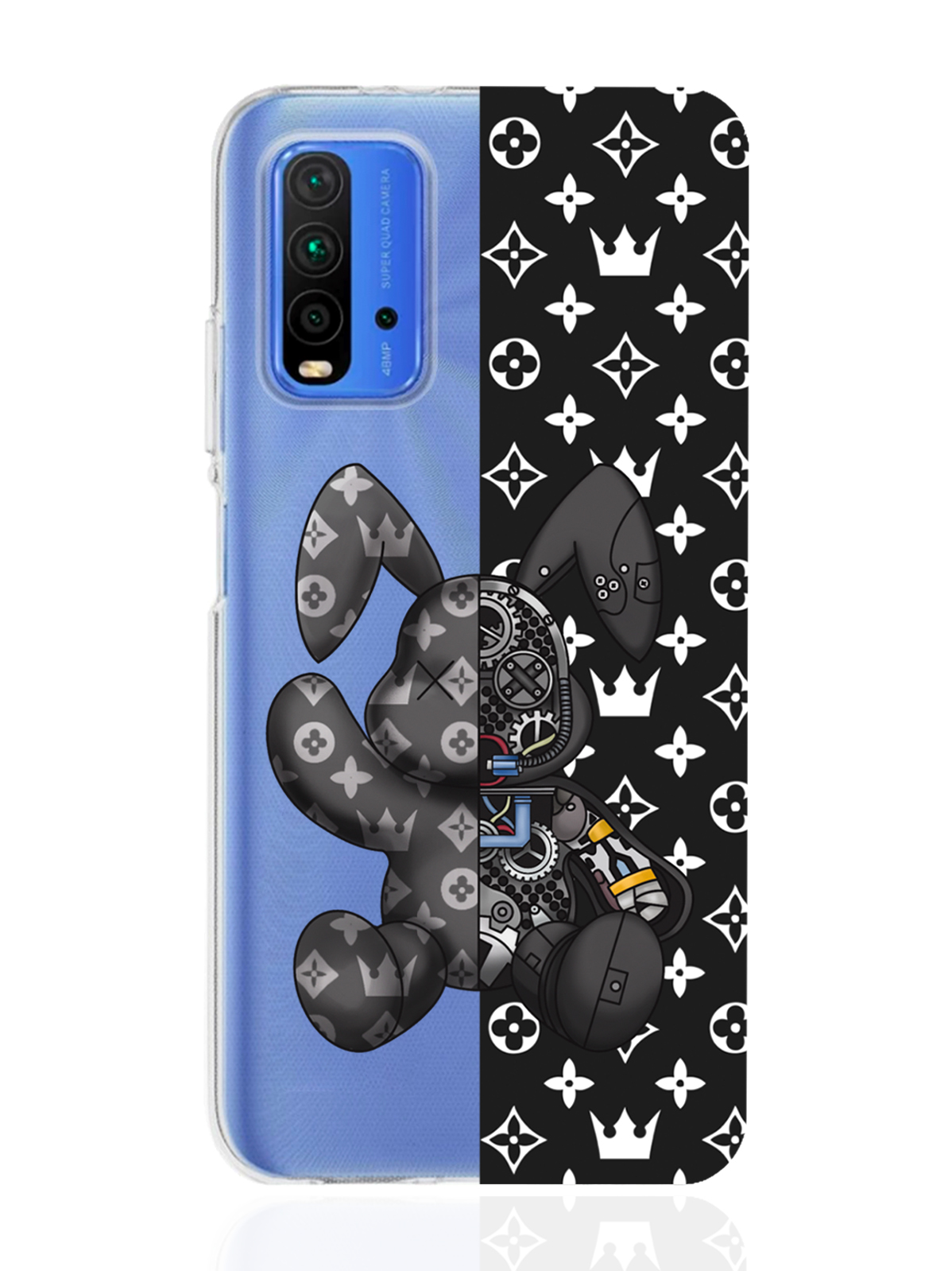

Чехол MustHaveCase для Xiaomi Redmi 9T Bunny Черный прозрачный, Прозрачный;черный;белый