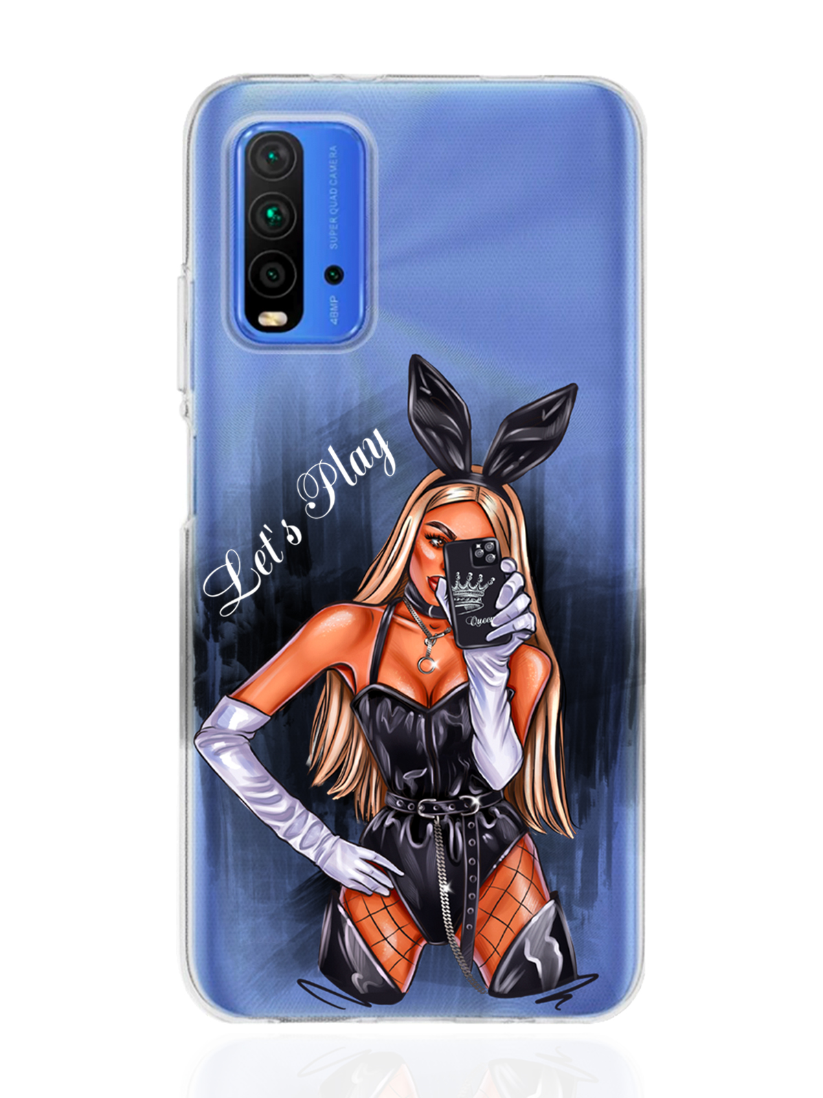 

Чехол MustHaveCase для Xiaomi Redmi 9T Игривая зайка Let's Play прозрачный, Прозрачный;розовый;черный