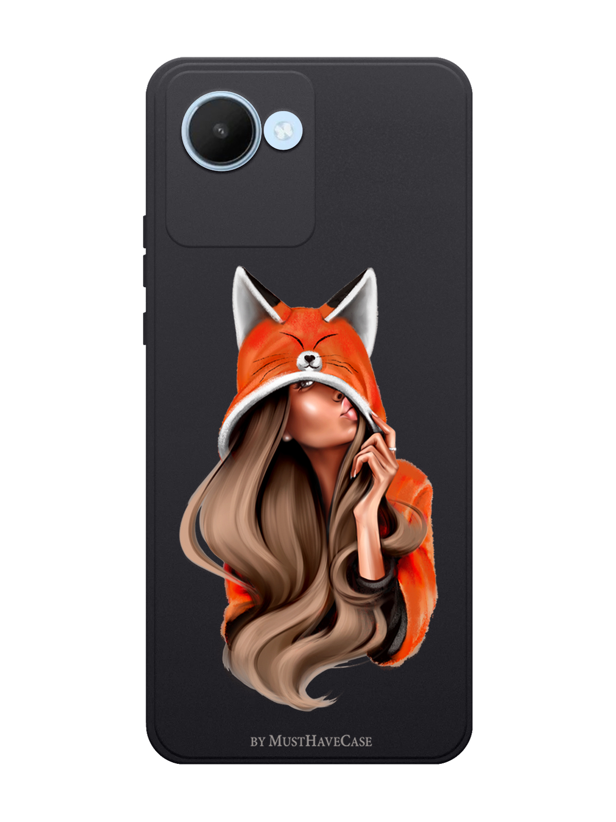 фото Чехол musthavecase для realme c30 foxy girl/ лисичка черный