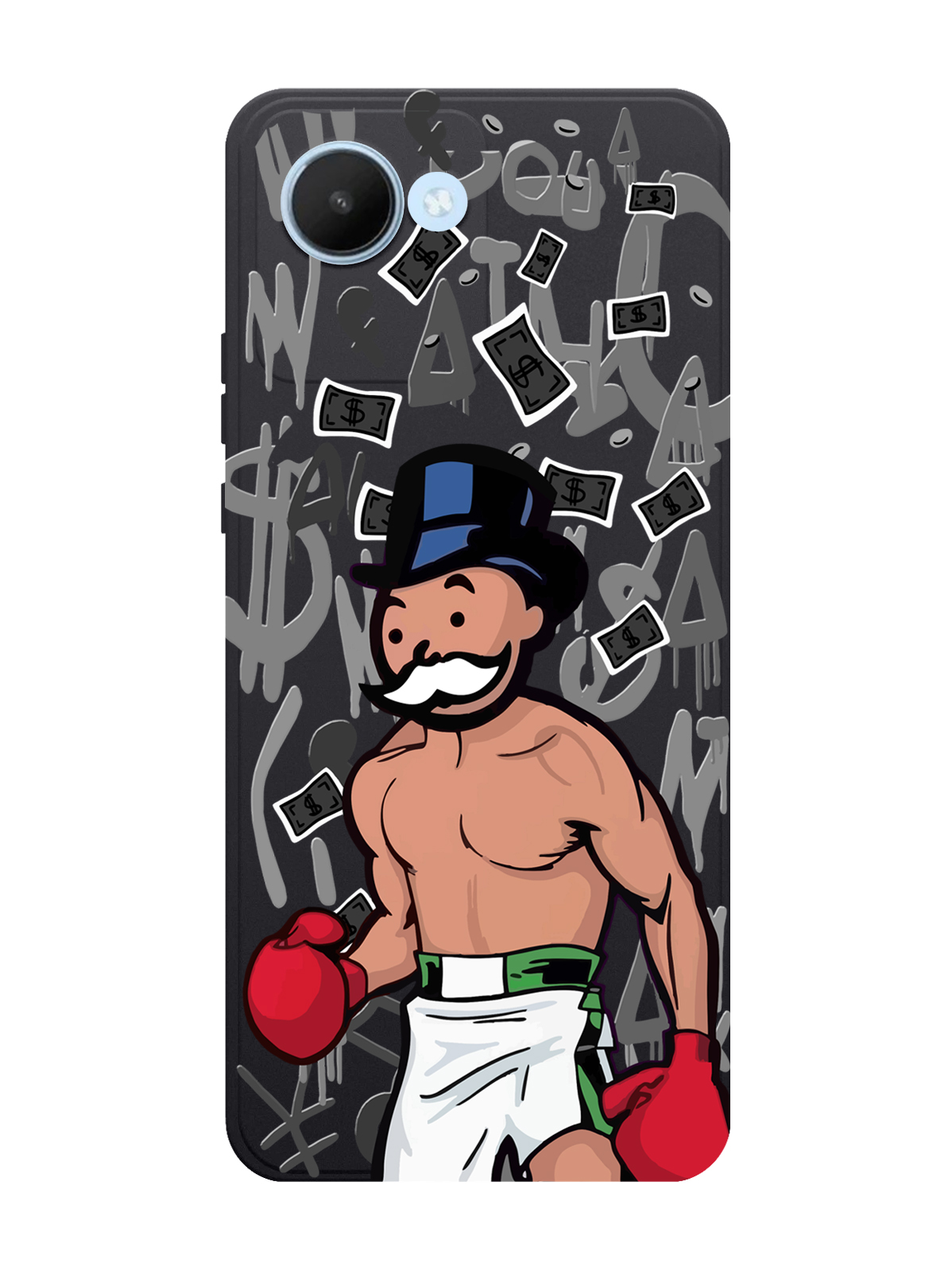

Чехол MustHaveCase для realme C30 Monopoly Boxing Монополия Боксер черный, Разноцветный