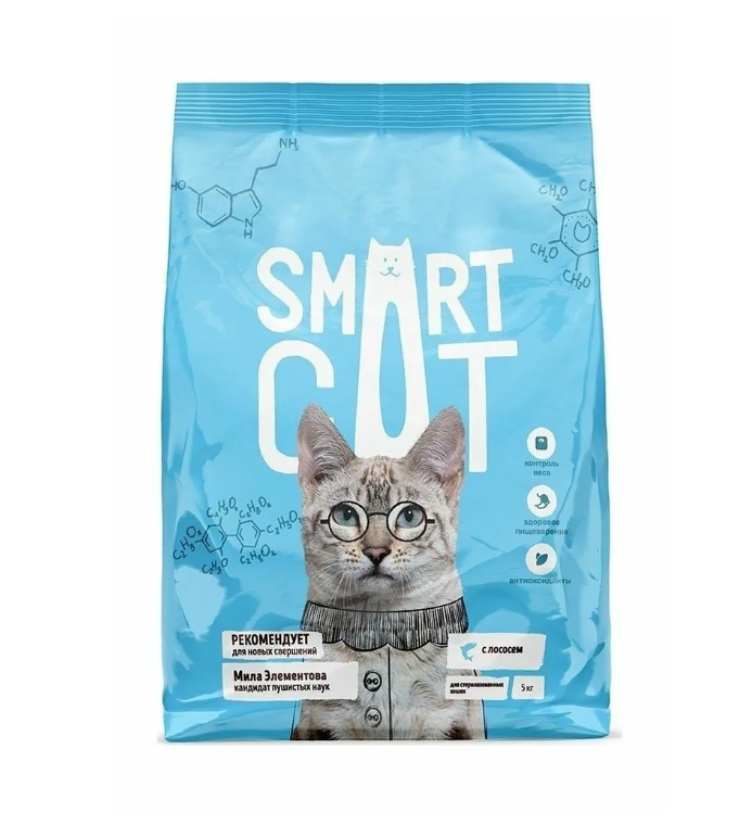 фото Сухой корм для кошек smart cat для стерилизованных лосось 5 кг