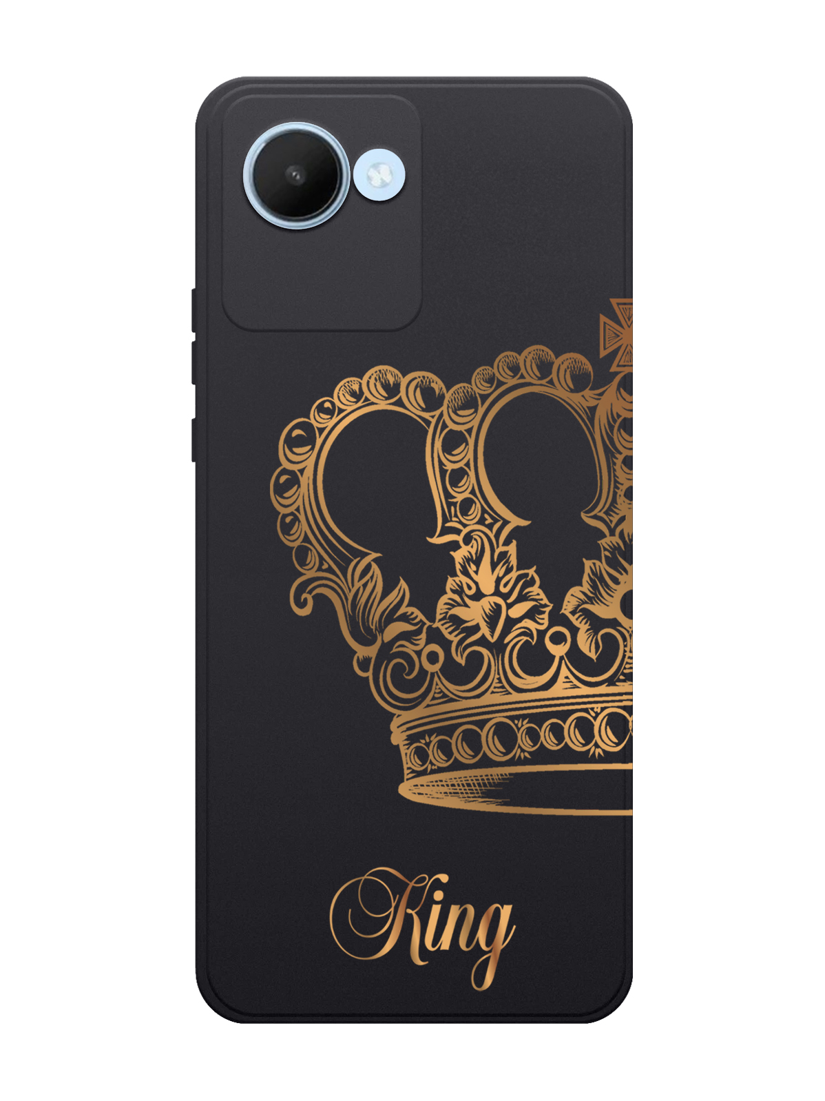 

Чехол MustHaveCase для realme C30 Парный чехол корона King черный, Черный;золотистый