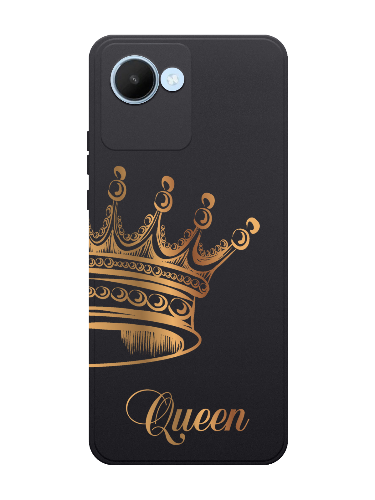 

Чехол MustHaveCase для realme C30 Парный чехол корона Queen черный, Черный;золотистый