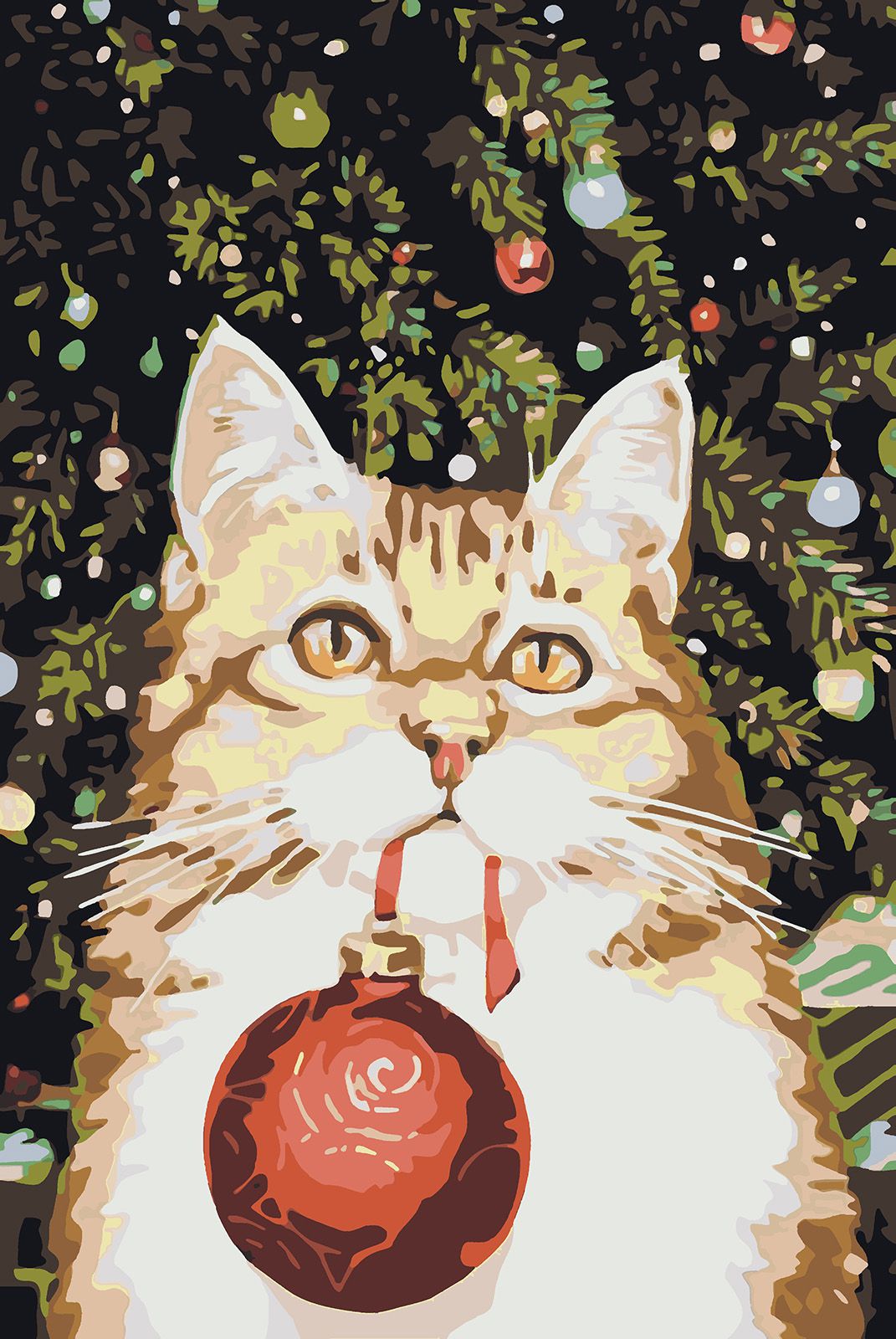 

Картина по номерам Красиво Красим Кот с новогодним шариком, 100 х 150 см, Кот с новогодним шариком