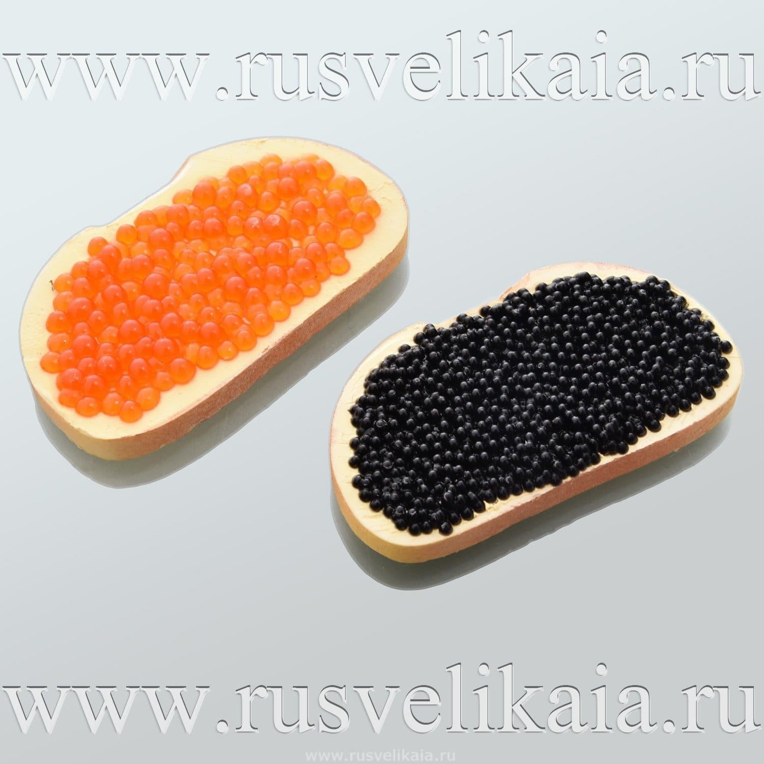 фото 0027421-черная икра сувенир магнит бутерброд 10,5*6см russia the great